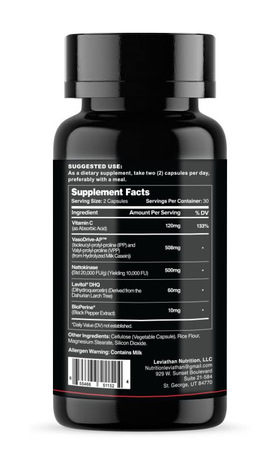 Leviathan Nutrition Hemo Flow label highlights VasoDrive AP and Lavitol for potential support