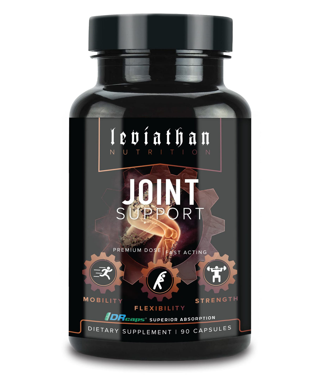 Leviathan Nutrition Joint Support bottle with label for easy dosing.