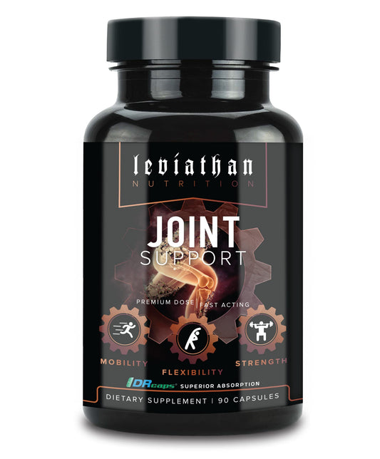 Leviathan Nutrition Joint Support bottle with label for easy dosing.