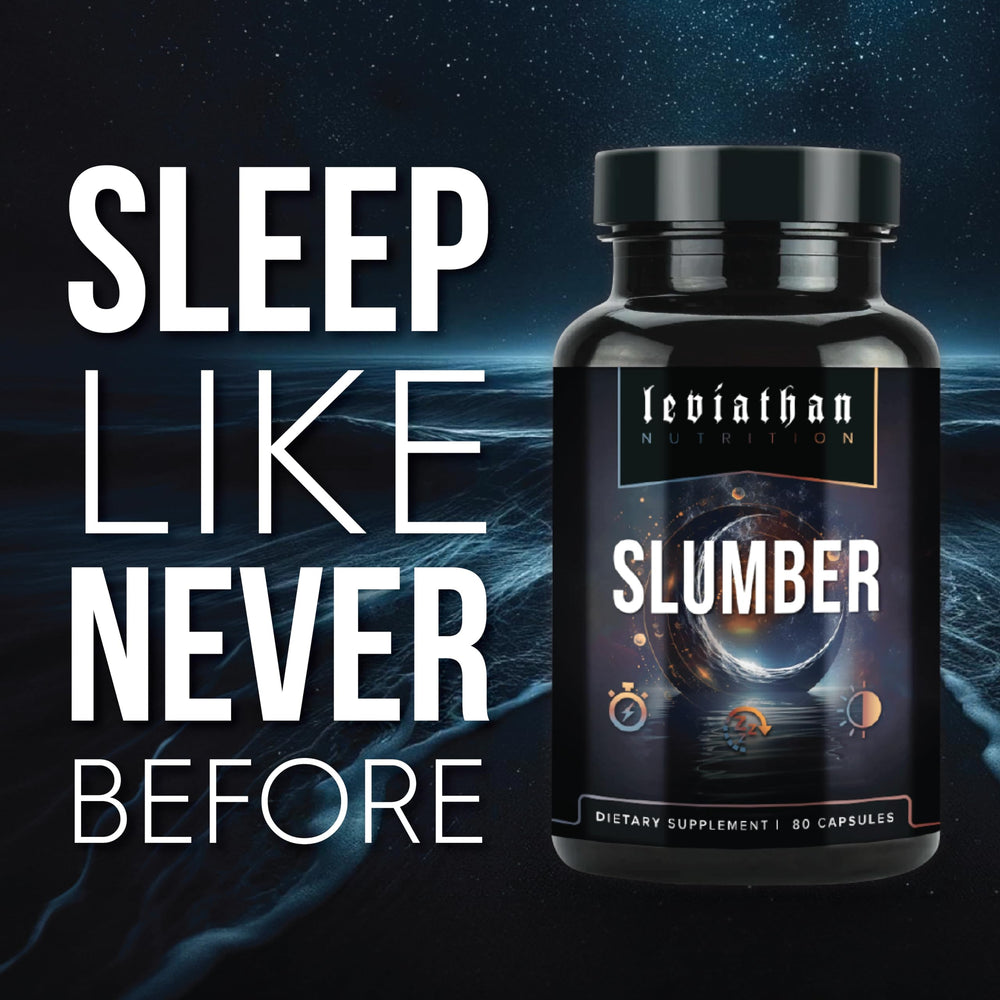 Leviathan Slumber label packaging emphasizing non-habit forming ingredients