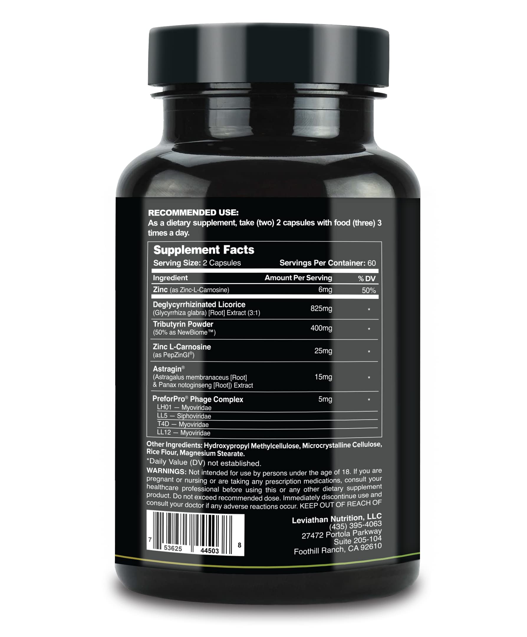 Leviathan Nutrition probiotic capsules closeup highlights capsules for gut health.