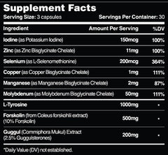 Close-up of Leviathan Thyroid Support capsules for easy daily use.
