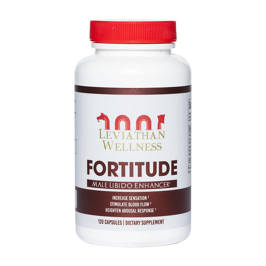 Leviathan Wellness Fortitude bottle on a counter for daily vitality