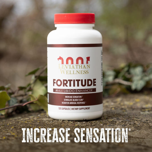 Close-up of Leviathan Wellness Fortitude capsules highlighting a potent energy blend