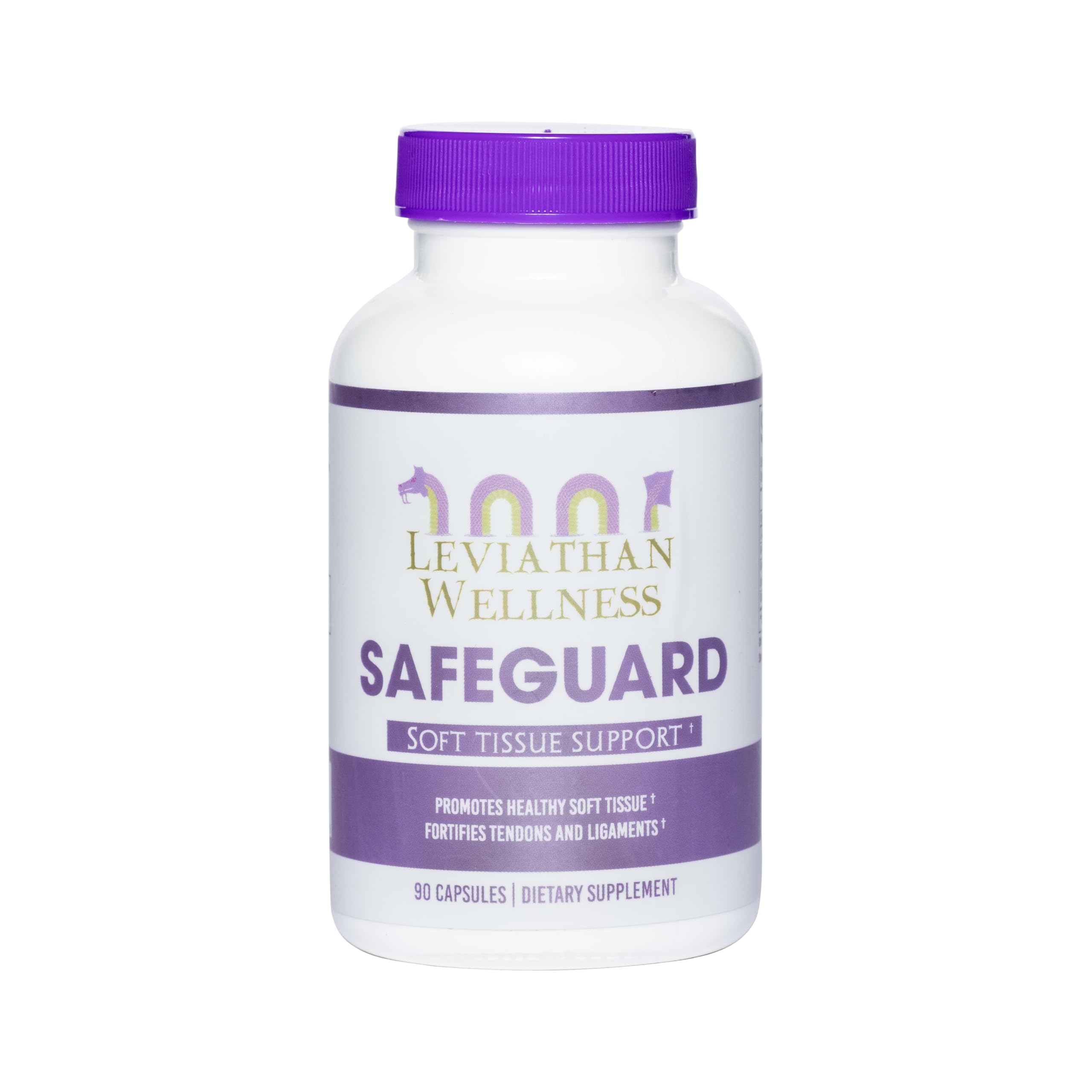 Leviathan Wellness Safeguard bottle front shows label for joint and soft tissue support