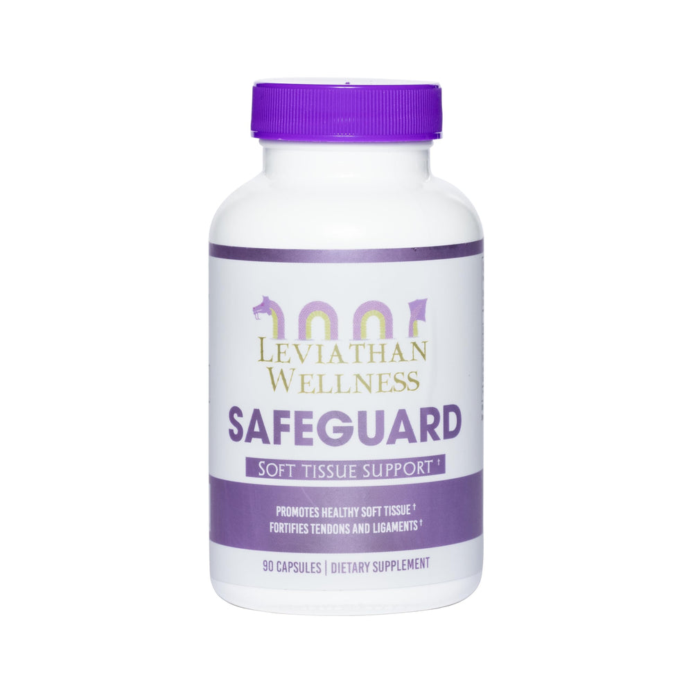Leviathan Wellness Safeguard bottle front shows label for joint and soft tissue support