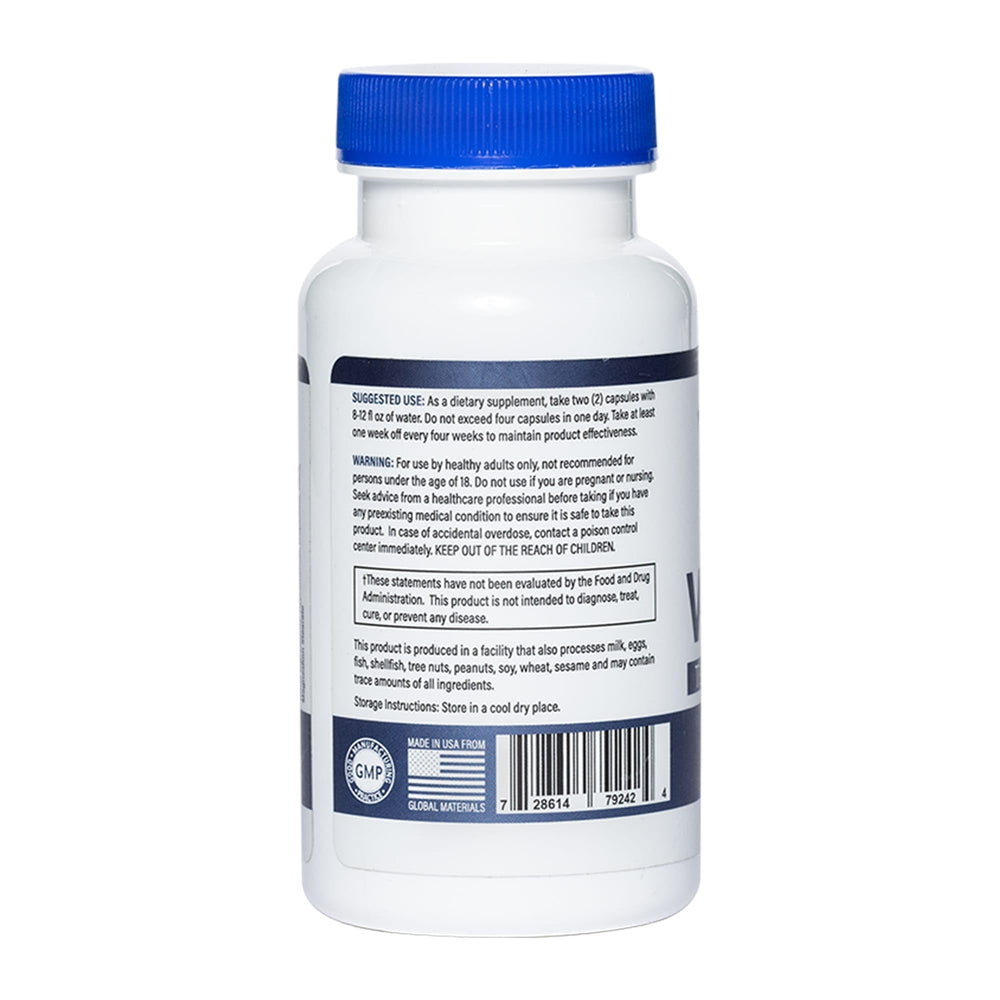 Leviathan Wellness Vitality bottle with glass on a kitchen counter