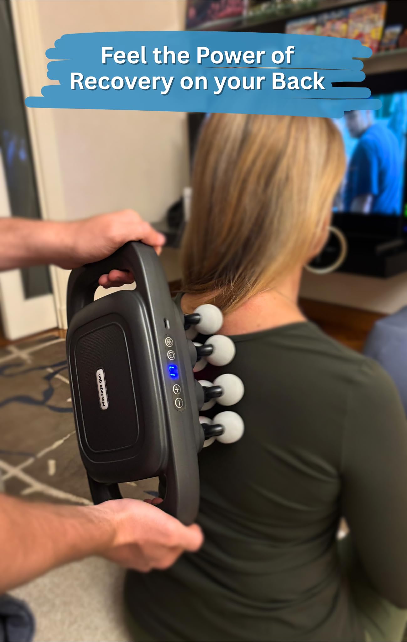LEVILO 20-head massage gun USB-C charging for quick power top-ups on the go.