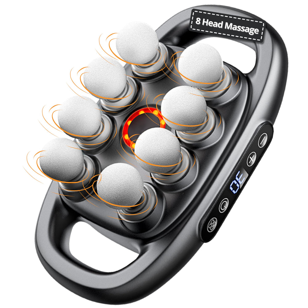 LEVILO eight-head deep tissue massage gun for targeted muscle relief during recovery sessions.