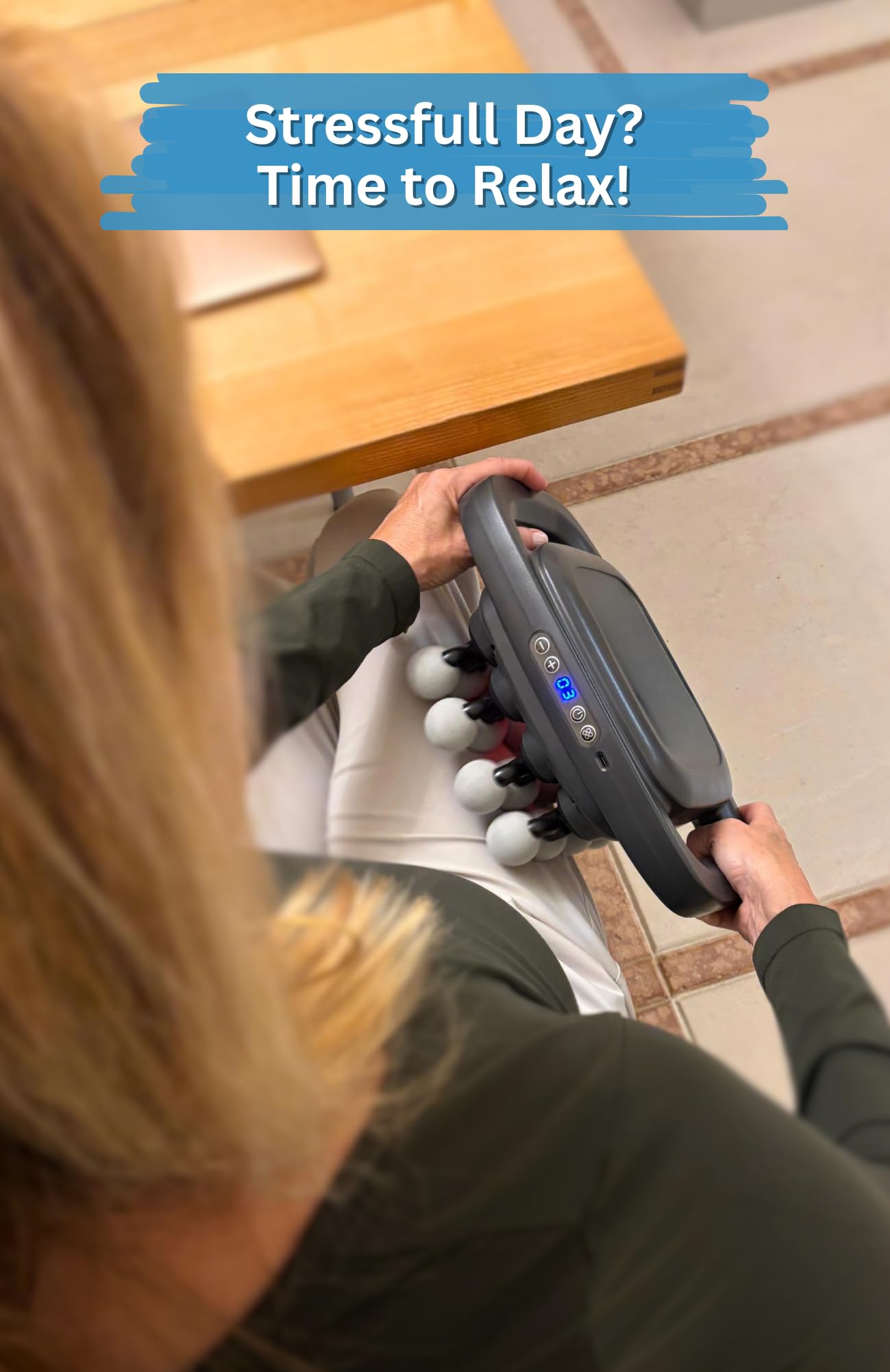 LEVILO USB-C rechargeable 1800mAh battery supports on-the-go soothing sessions.