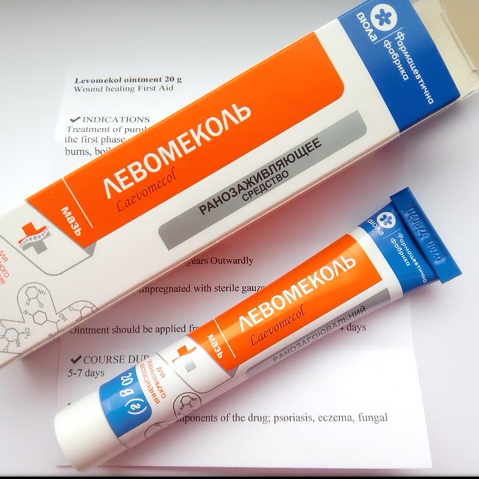 Levomekol ointment tube front view for targeted wound care and infection support.