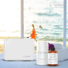 Levona Scent Blue Tranquility steam diffuser shot suggests wide scent coverage for rooms.