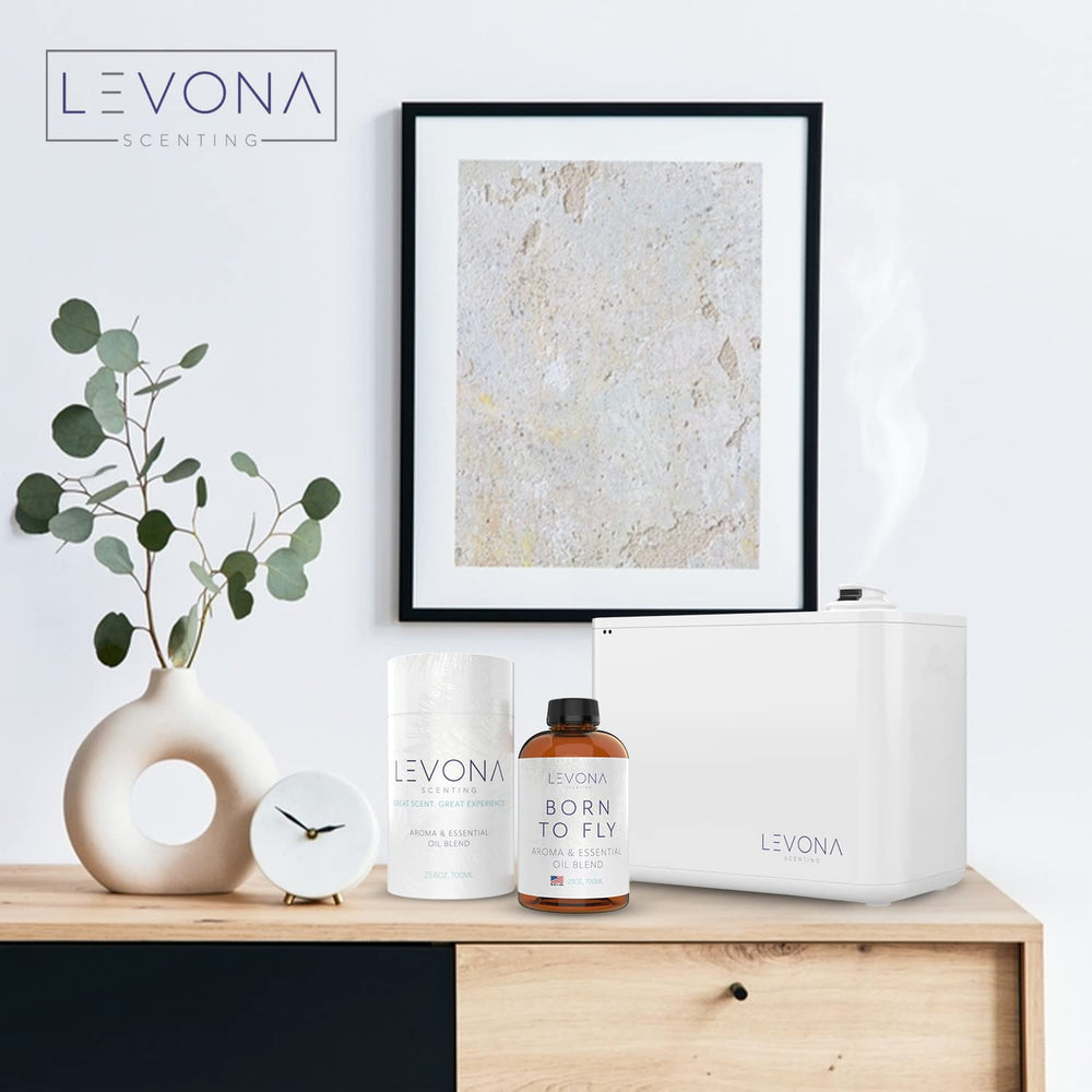 Gift box packaging for Levona Scent Born to Fly oil, ideal gifting.