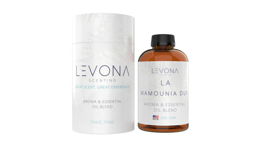LEVONA SCENT La Mamounia Dup bottle in sunlight, evoking fresh citrus notes for uplifting rooms.
