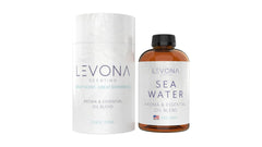 Levona Scent Sea Water bottle closeup highlighting pure essential oil quality for diffusers