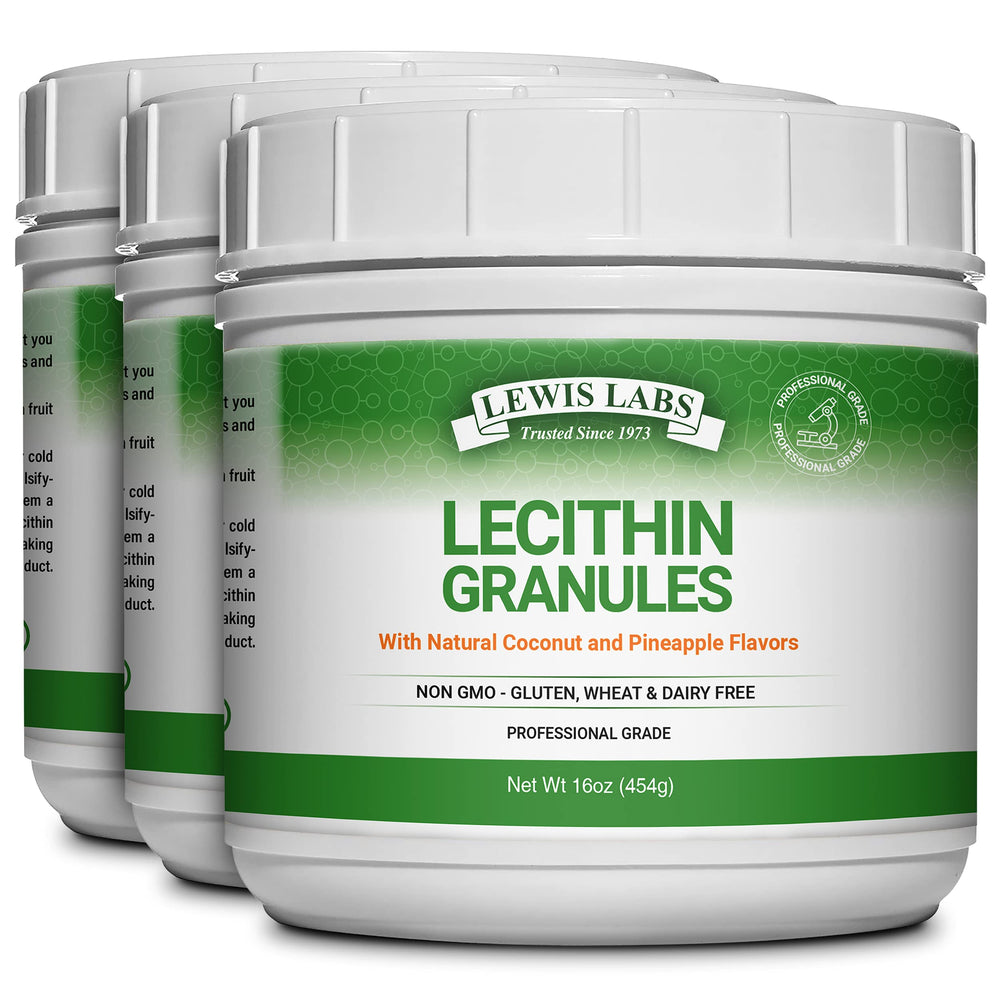 Lewis Labs Lecithin Granules bottle: convenient daily supplement from natural soy lecithin.