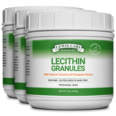 Lewis Labs Lecithin Granules bottle: convenient daily supplement from natural soy lecithin.