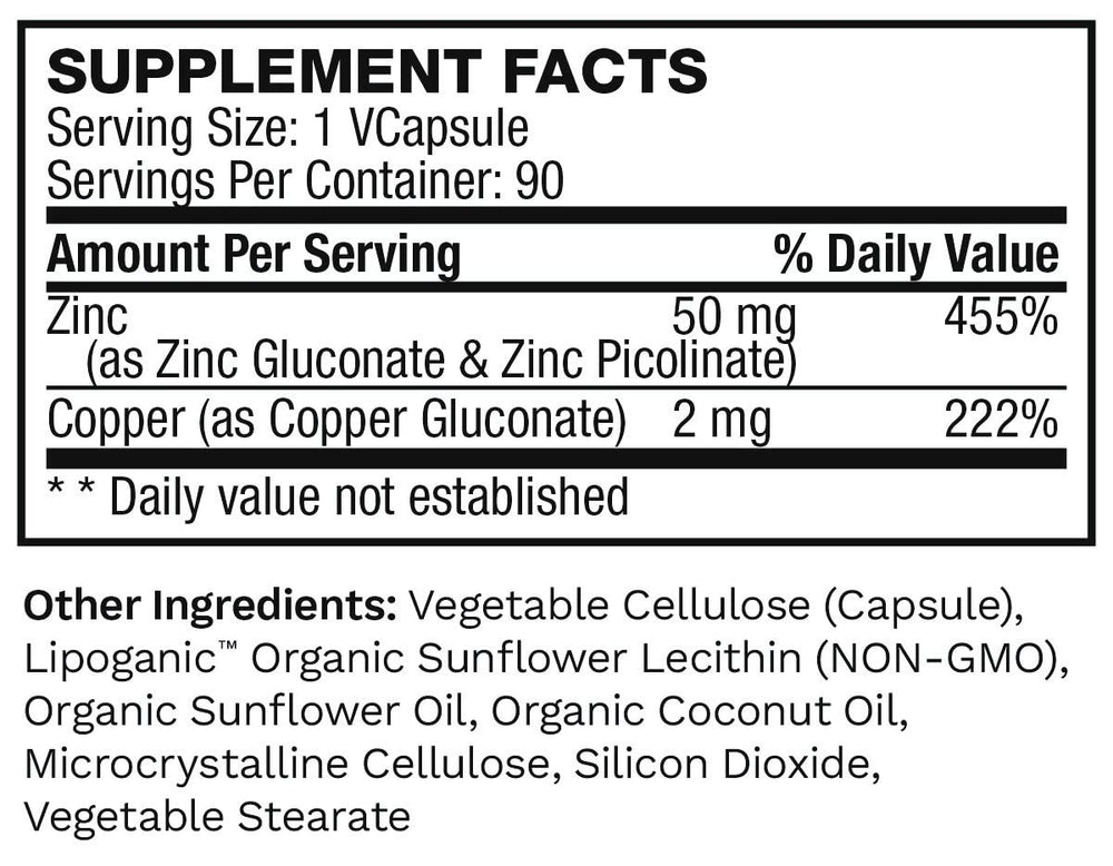 Closeup of Lewis Labs capsules highlighting easy-to-swallow zinc pills and potency.
