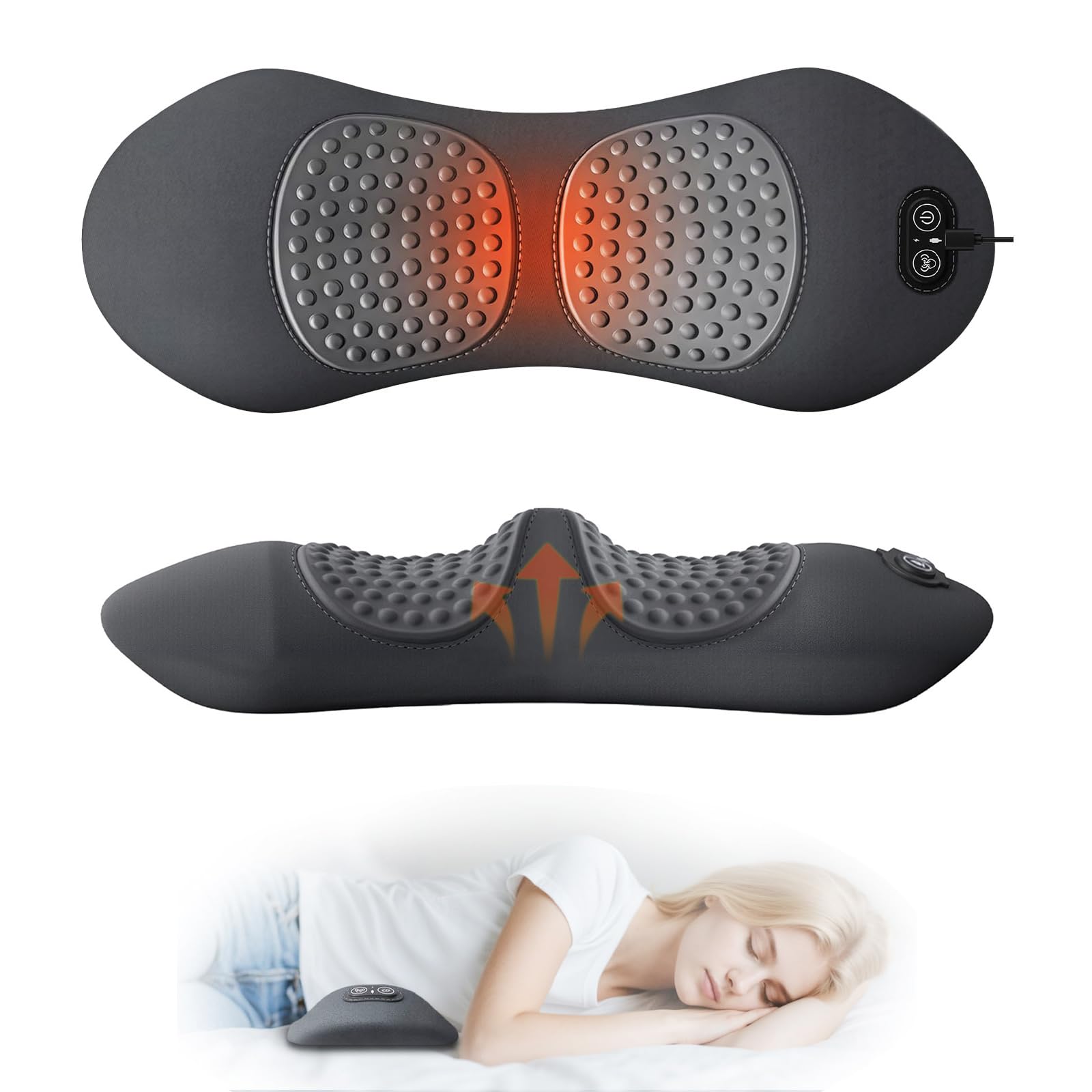 lewitools 3-in-1 lumbar pillow with hot compression for soothing lower back warmth