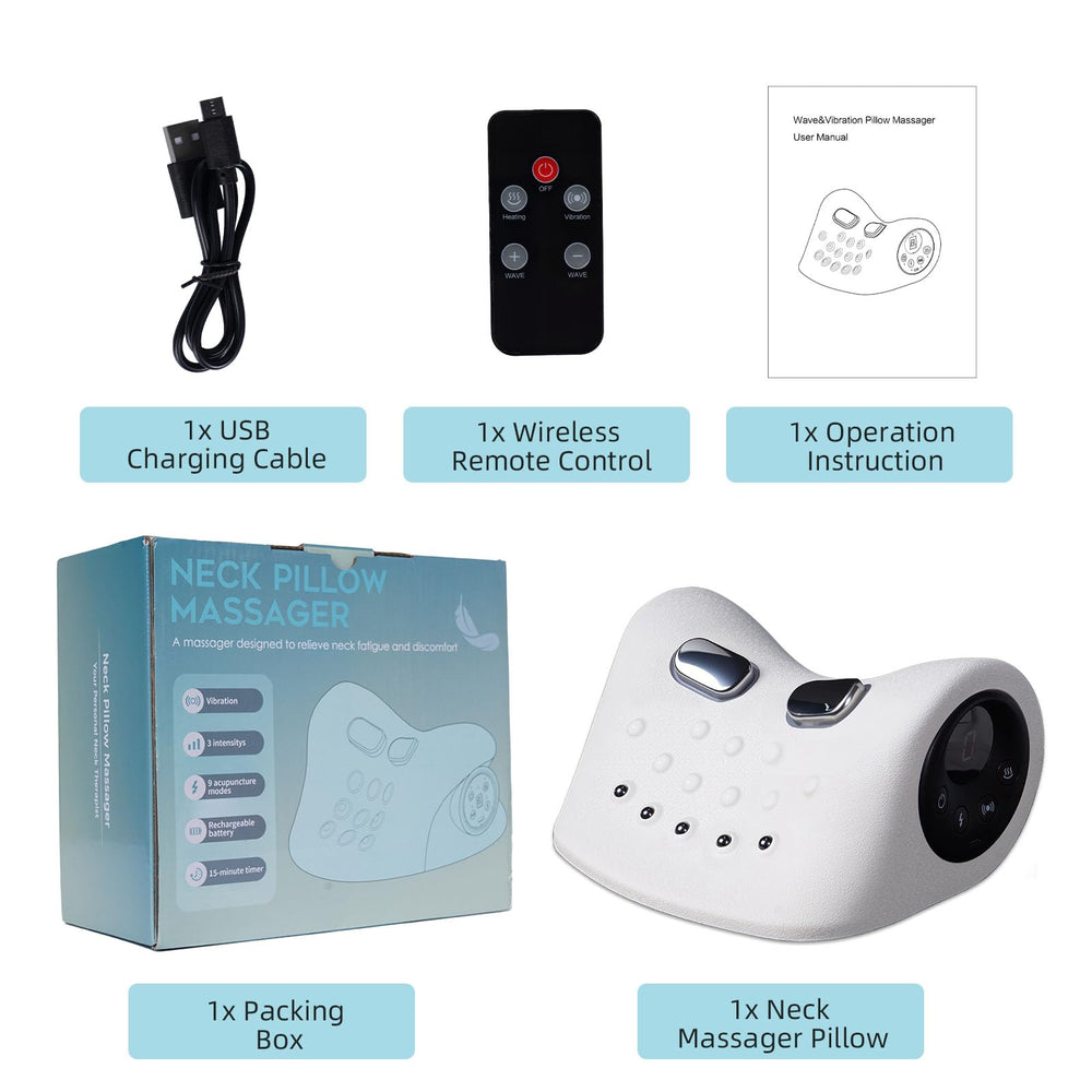 Cervical traction pillow feature on LeWiTools neck massager highlighting neck support