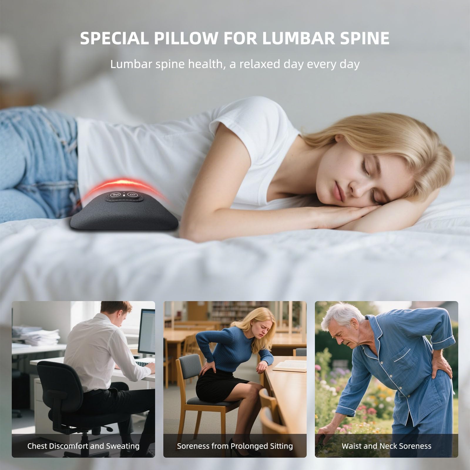 lewitools memory foam core lumbar pillow provides adaptive support
