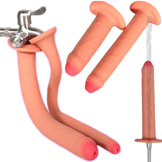 Lewosu 2-in-1 silicone dildo enema douche main image for versatile anal and vaginal use