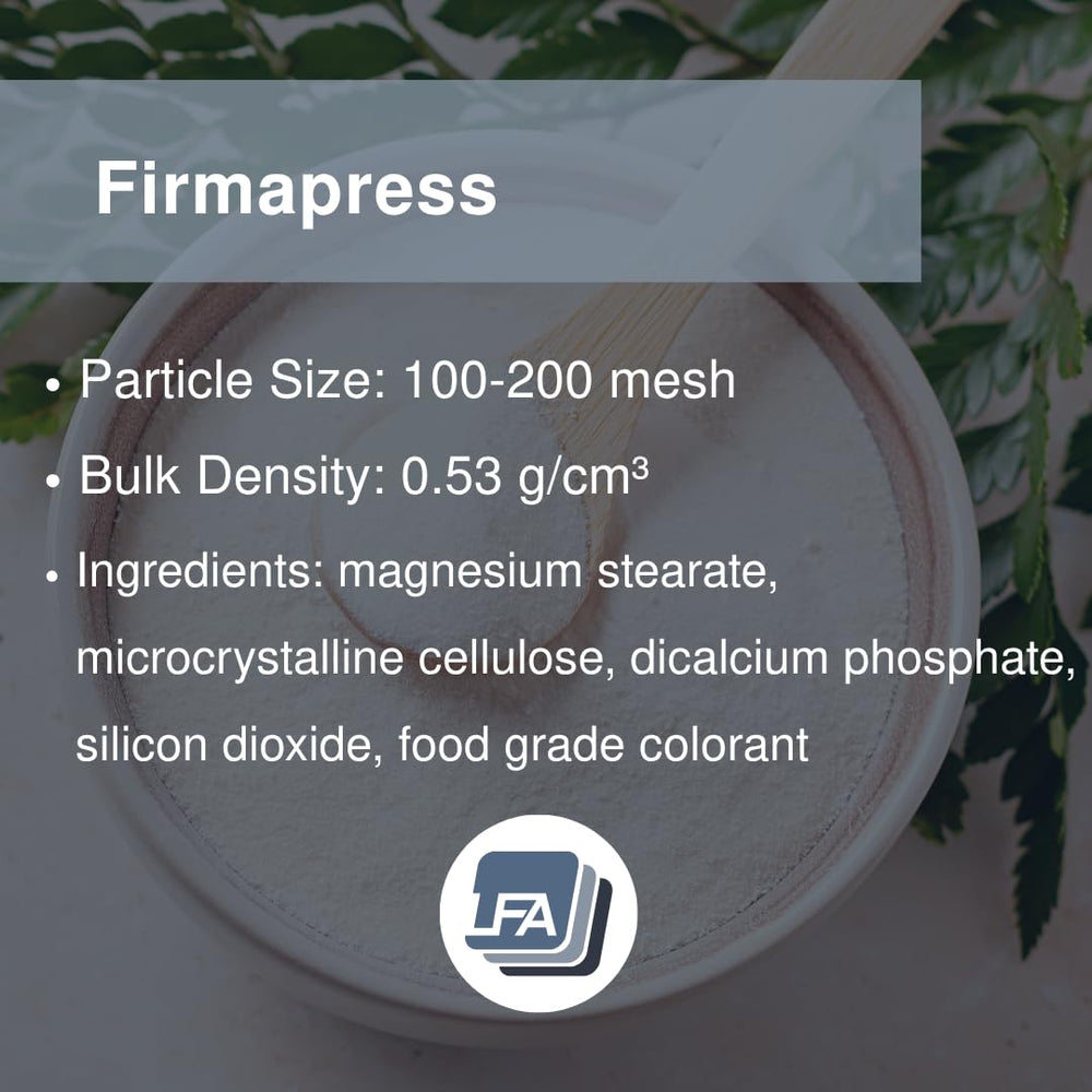 LFA Firmapress mixing bowl showing ready-to-blend excipient for uniform batches.