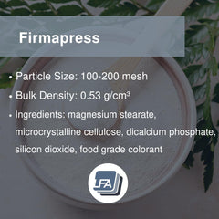 LFA Firmapress mixing bowl showing ready-to-blend excipient for uniform batches.