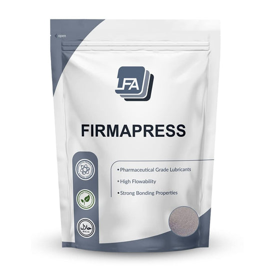 LFA Firmapress purple packaging shows a ready-to-use tablet binder powder for quick formulation.