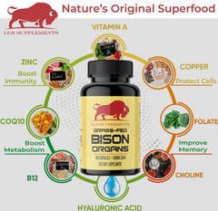 LGS Supplements Grass-Fed Bison Organ nutrition facts panel highlights nutrient density