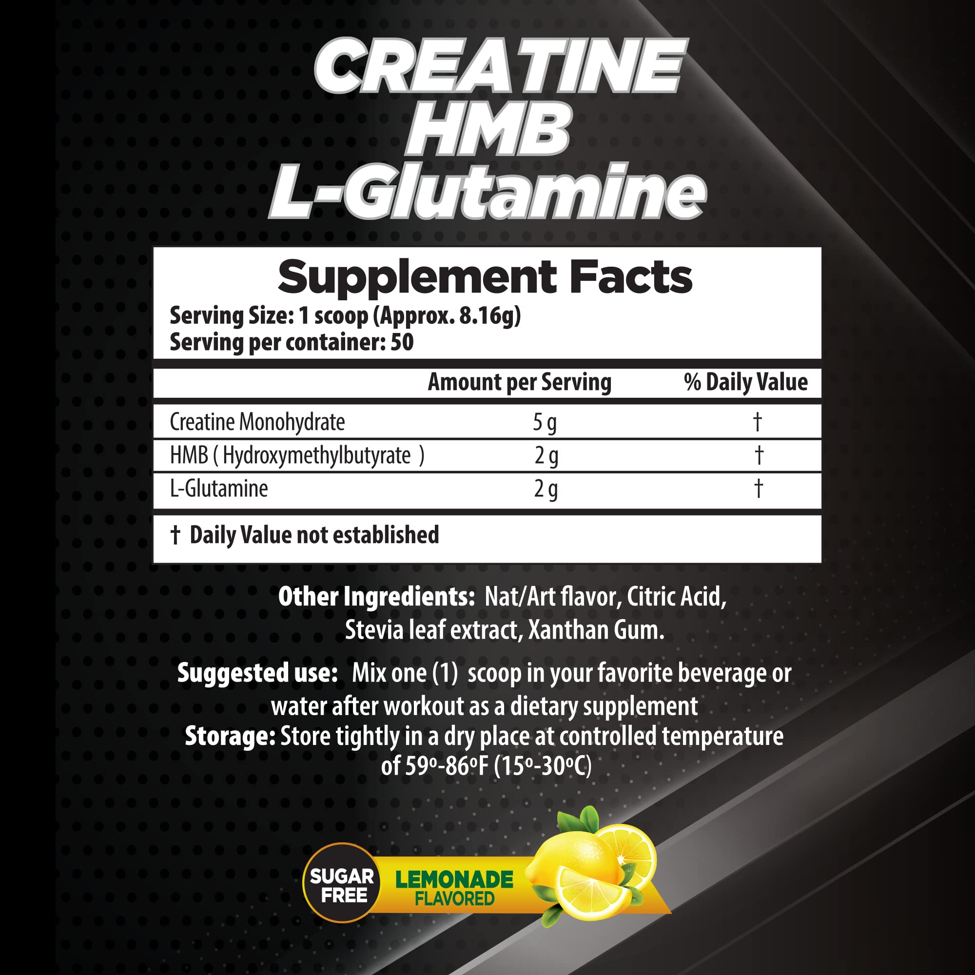 LHA Pro Series Recovery Creatine powder scoop shows lemon flavor for easy mixing