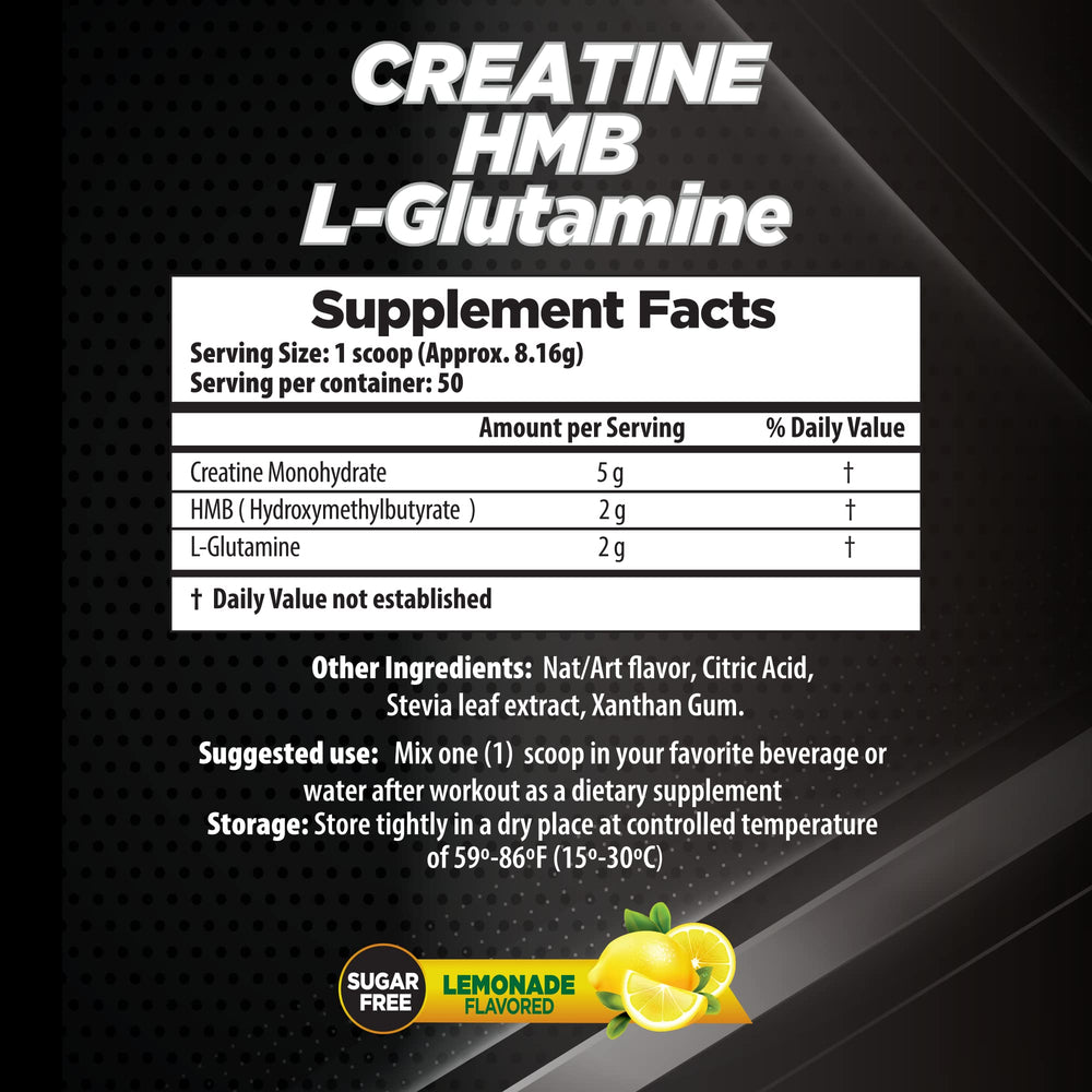 LHA Pro Series Recovery Creatine powder scoop shows lemon flavor for easy mixing
