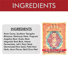 Po Chai Pills pack back showcases trusted Hong Kong-made herbal formula for digestion support.
