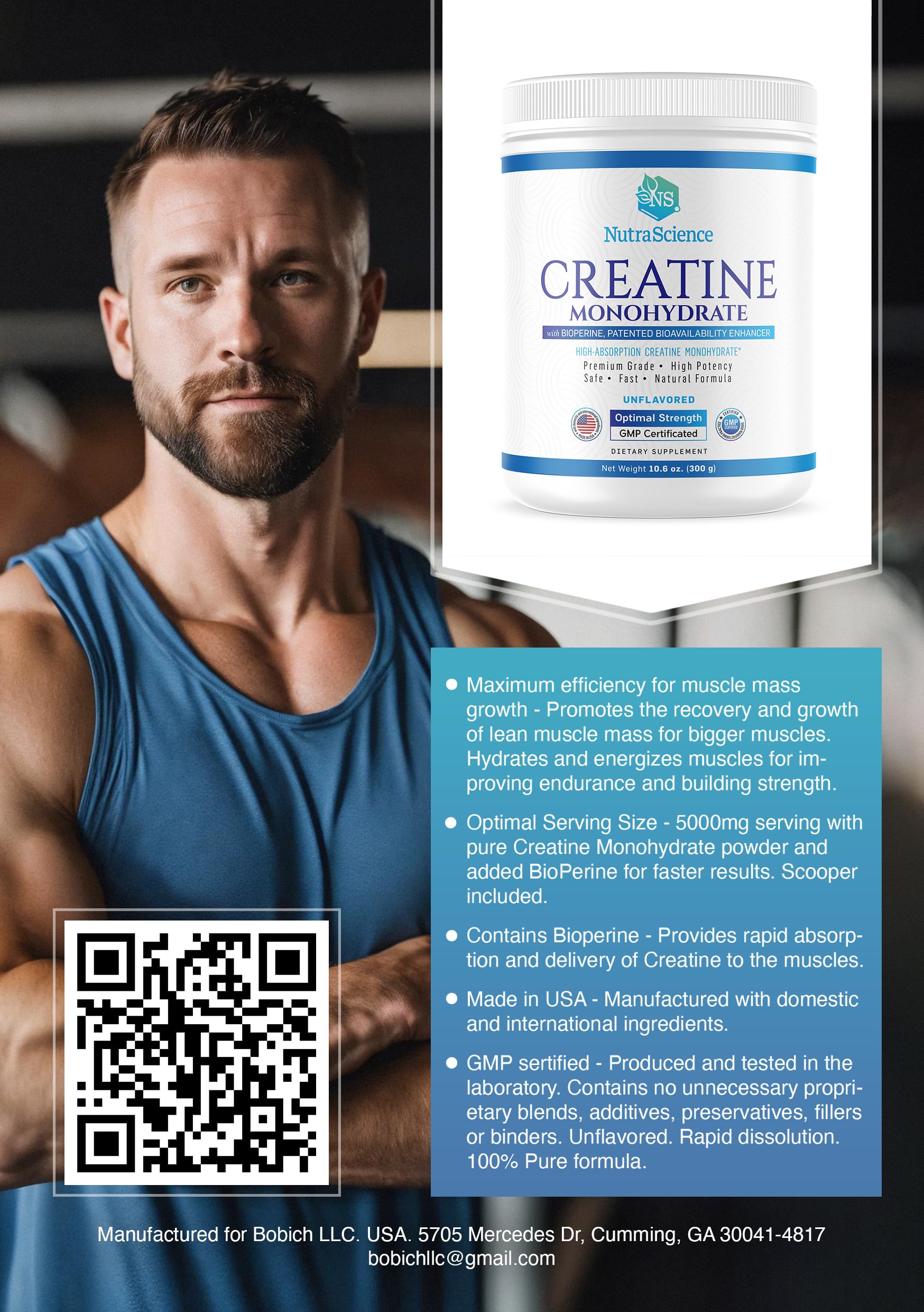 Liarminoo unflavored creatine powder ready for mixing.