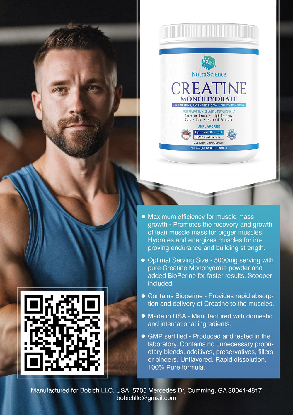 Liarminoo unflavored creatine powder ready for mixing.