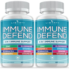 Liberty Lifestyle 8in1 immune defense bottle for daily wellness and immune support.