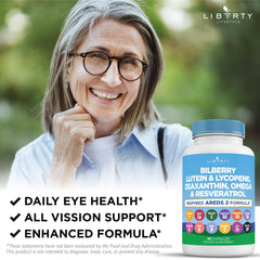 Liberty Lifestyle astaxanthin eye health formula capsule close-up signals targeted support.