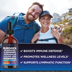 Liberty Lifestyle bottle close-up showing herbal ingredients backing immune wellness