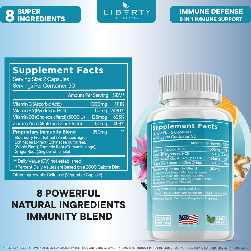 Liberty Lifestyle two-pack immunity supplement box for family use.