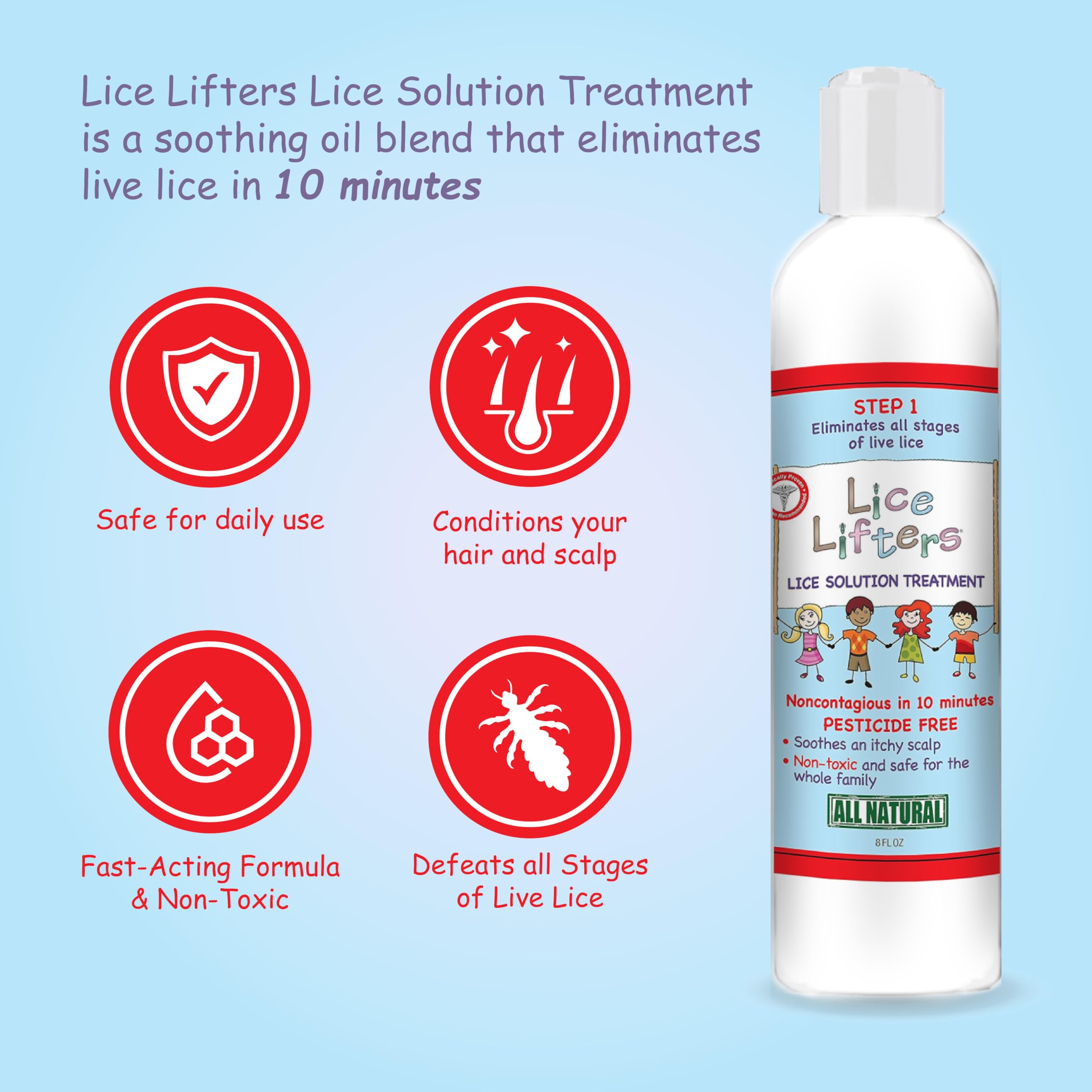 Lice Lifters Solution all-ages compatibility offers a gentle option for families