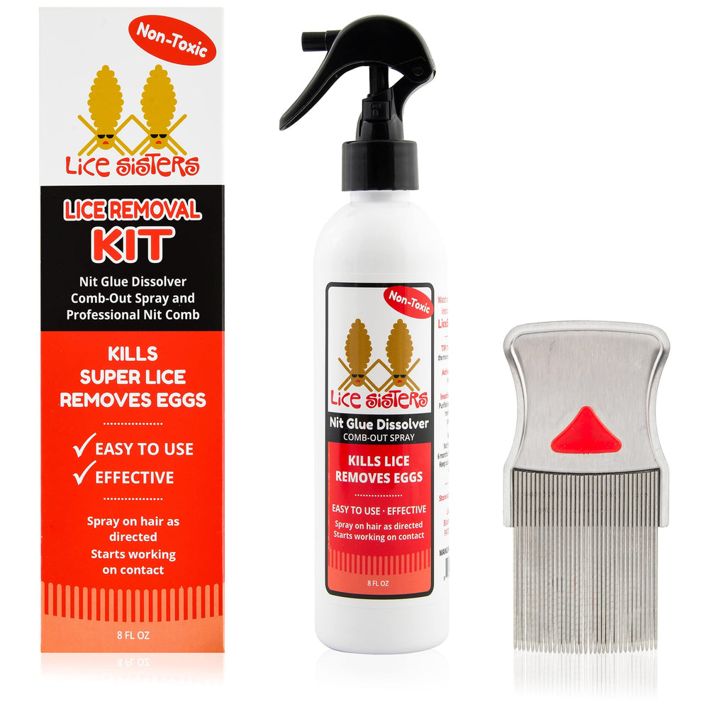 Lice Sisters non-toxic spray bottle shown for quick lice treatment benefits