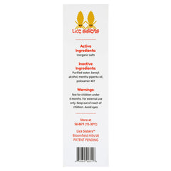 Patent information badge on Lice Sisters packaging