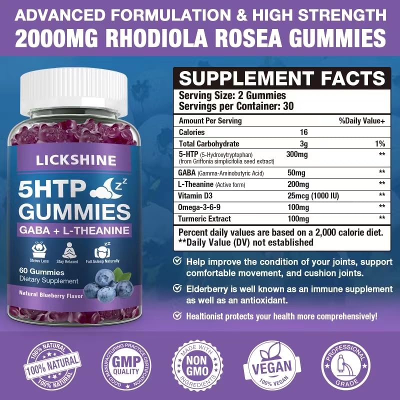 Closeup of Lickshine gummies for calmer evenings and easy nightly routine