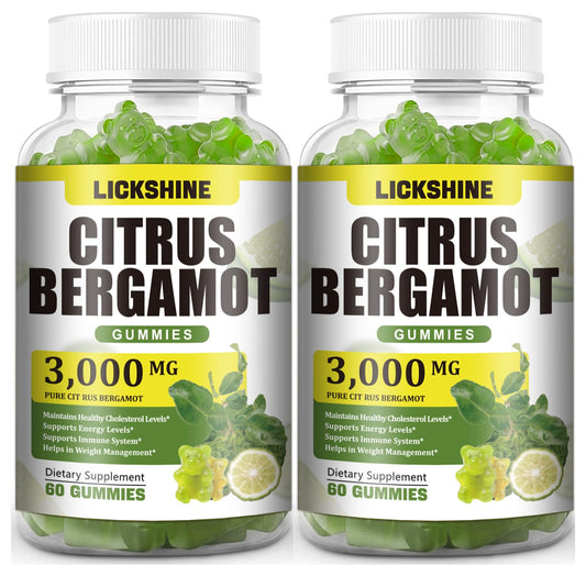 Lickshine Citrus Bergamot Gummies bottle displays lime flavor for daily wellness