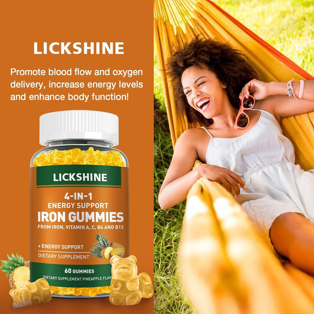 Lickshine iron gummies packaging, box and bottle design for everyday use