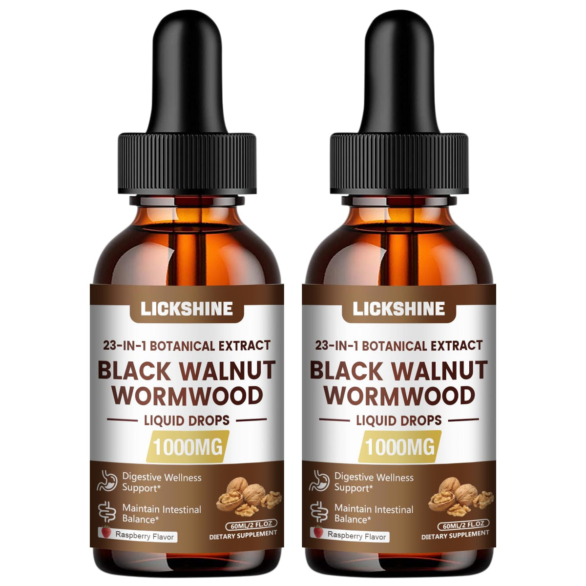 Lickshine wormwood walnut clove cleanse bottle demonstrates gut-support tincture potency