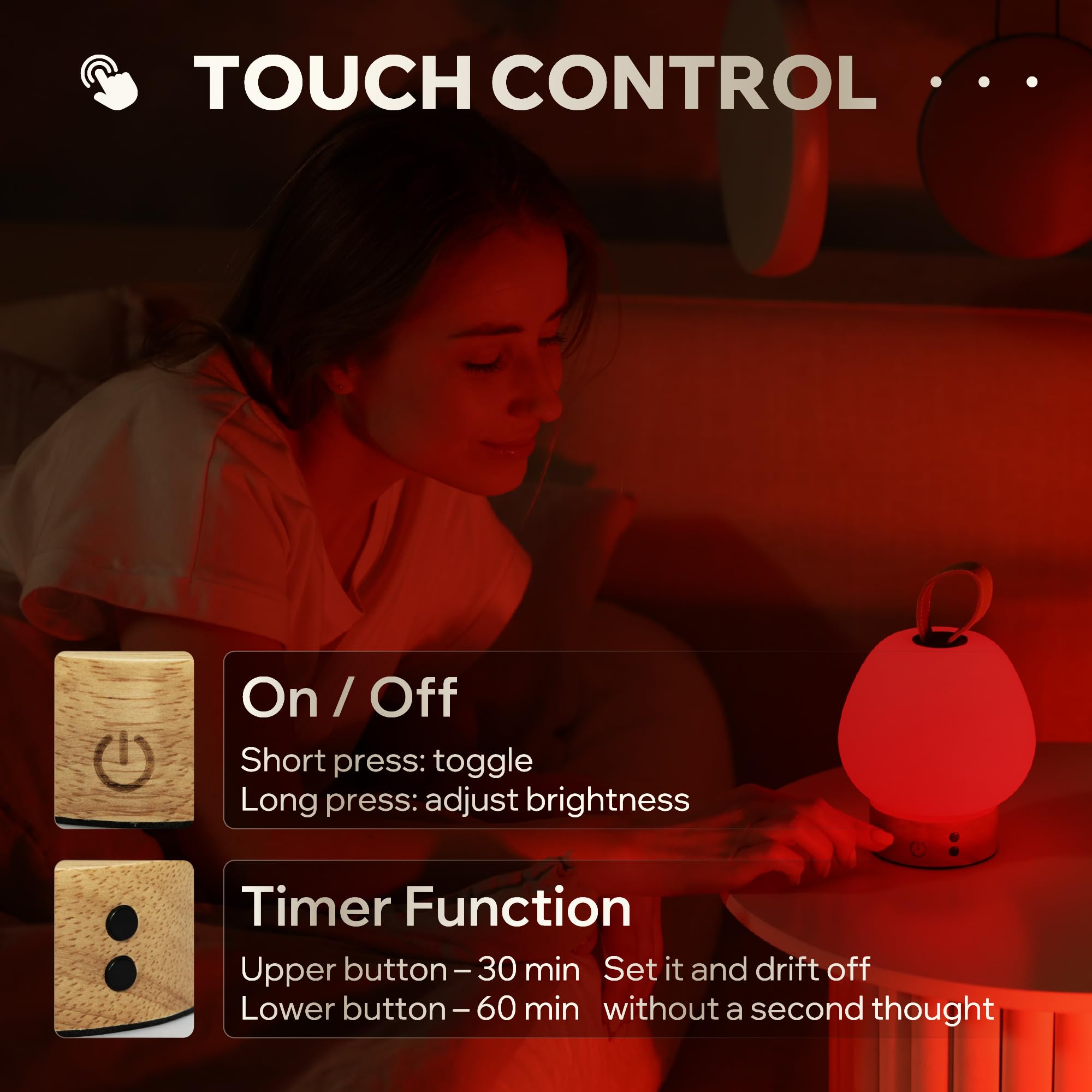 Liderstar dimmable red light with timer for relaxed evenings at a desk