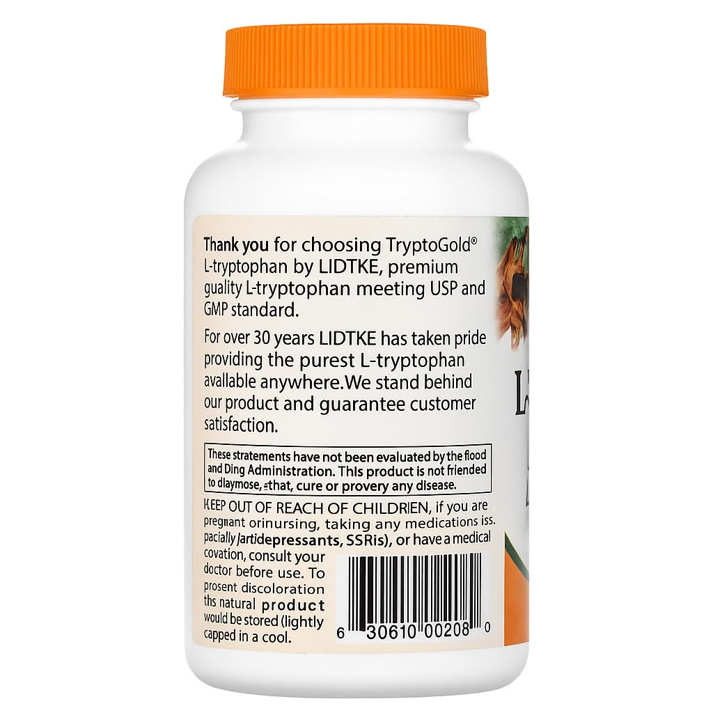 Lidtke L-Tryptophan capsules close-up label showing natural relaxation potential.