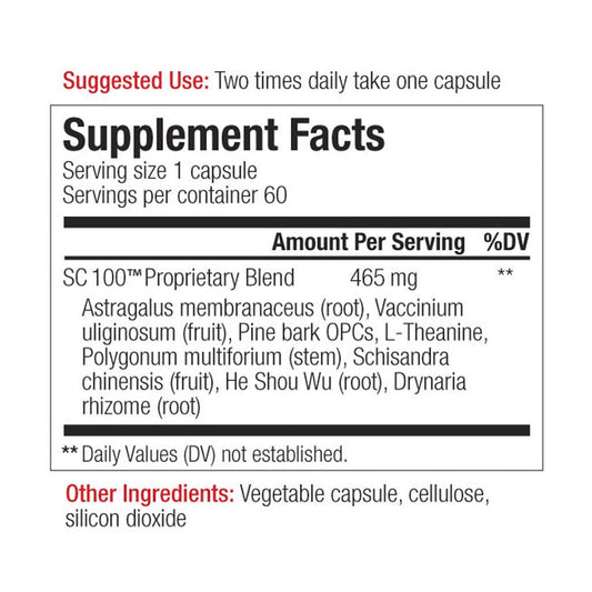 Life Code Stem Cell 100 bottle label closeup highlighting plant-based ingredients.