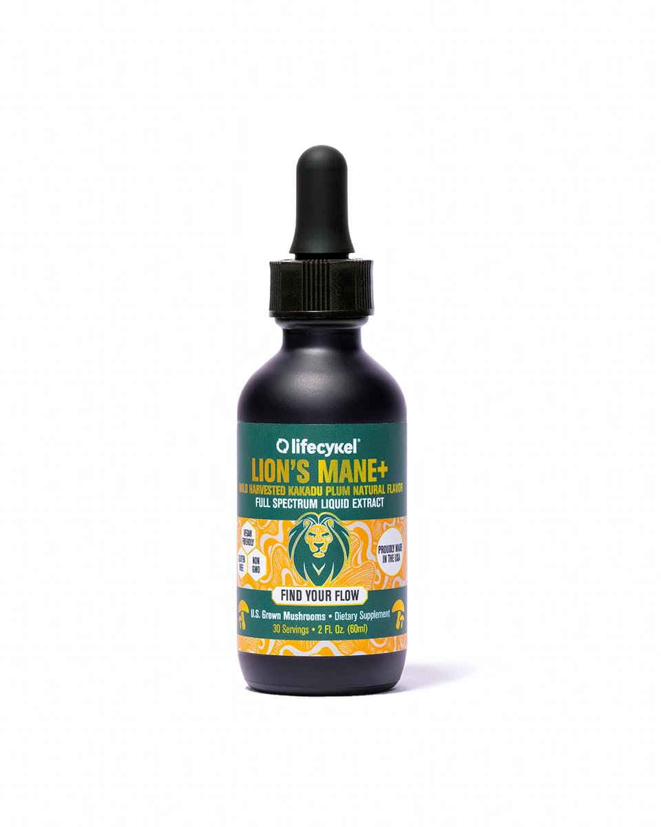 Life Cykel Lions Mane extract bottle shown for enhanced focus and mental clarity.